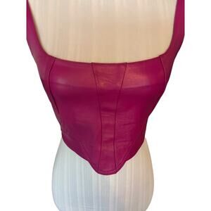 Nati Vozza Pink Corset Top 100% Goat Leather Size XS Made in Brazil